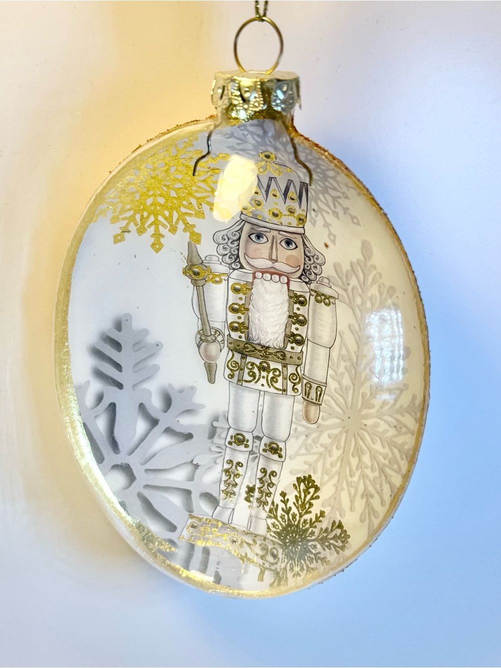 Gold White Nutcracker Ornament 6" Wish and Wonder Design Christmas tree